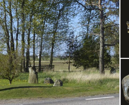 Left, Standing Stones near the site, Right, artifacts from the cemetery. 